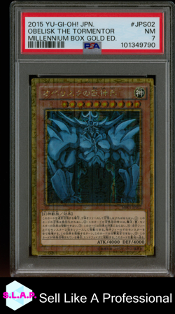 OBELISK THE TORMENTOR MILLENNIUM BOX GOLD ED. YU-GI-OH! JP MB01 2015 JPS02 PSA 7 - Image 1