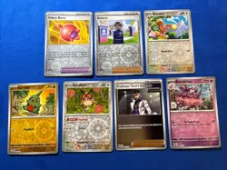 Lot of 7 Pokemon Prismatic Evolutions Reverse Holo Cards Larvitar Buneary - Image 1