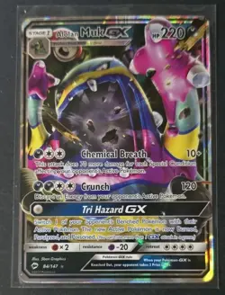 Alolan Muk GX 84/147 Burning Shadows- NM Ultra Rare Pokemon Card - Image 1