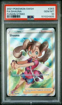 Shauna Full Art Holo Fusion Strike Sword & Shield PSA 10 Pokemon card #263 - Image 1