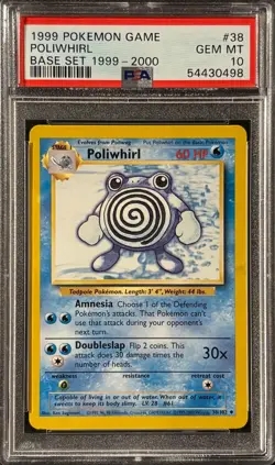 Poliwhirl Base Set 4th Print 1999 2000 UK PSA 10 Pokemon Card #38 - Image 1