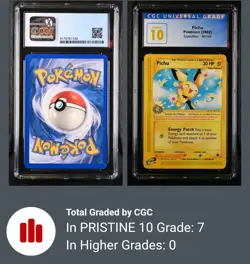 (POP 7) CGC 10 PRISTINE Pichu 2002 Expedition 58/165 Pokemon Card - Image 3