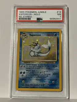 1999 Pokemon Jungle Vaporeon 12/64 Holo No Symbol Rare PSA 7 NM - Image 1