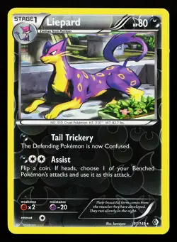 Liepard 91/149 Reverse Holo Rare Boundaries Crossed Pokemon Card - Image 1
