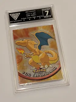 Pokemon Topps Charizard #06 Holo Foil Card Silver | Blue Logo | Excellent - Image 1