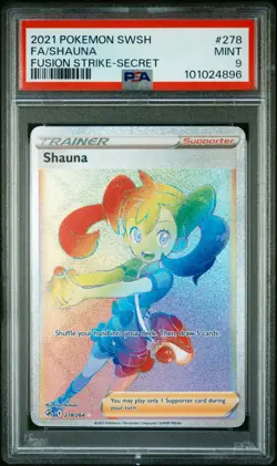 Shauna Full Art Holo Fusion Strike Sword & Shield PSA 9 Pokemon card #278 Secret - Image 1