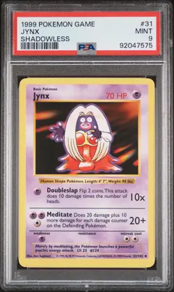 1999 POKEMON BASE SET SHADOWLESS #31 JYNX PSA 9 - Image 1