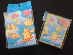 SURFING & FLYING PIKACHU POKEMON CENTER JAPANESE SLEEVES & DECK BOX - NEW SEALED - Image 1