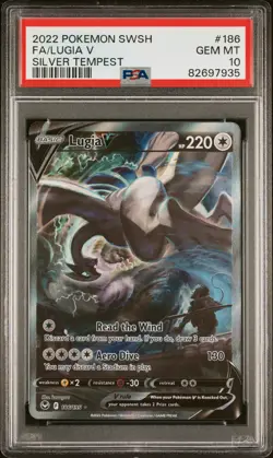2022 POKEMON SWORD & SHIELD SILVER TEMPEST #186 FULL ART/LUGIA V PSA 10 - Image 1