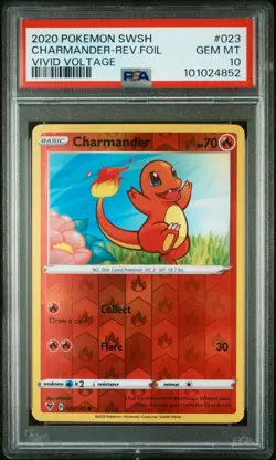 Charmander Reverse Holo Foil Vivid Voltage Sword & Shield PSA 10 Pokemon #23 - Image 1