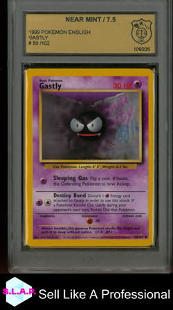 GASTLY POKEMON 50/102 1999 BASE SET ENGLISH GSG 7.5 - Image 1