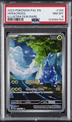 2023 POKEMON PAL EN-PALDEA EVOLVED ILLUSTRATION RARE #194 HERACROSS PSA 8 - Image 1