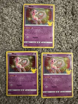 (LOT) Pokemon Mew Celebrations 011/025 25th Anniversary Holo x3 Play Set 2021 - Image 1