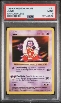 1999 POKEMON BASE SET SHADOWLESS #31 JYNX PSA 9 - Image 1