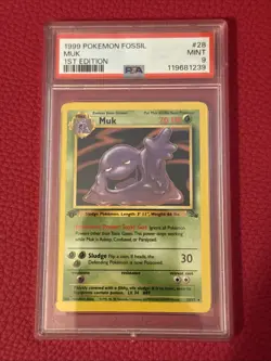 Pokemon TCG Muk Fossil First Edition Non Holo PSA 9 MINT - Image 1