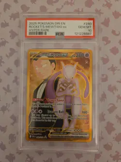 PSA 10 2025 Pokemon DRI EN Rocket's Mewtwo EX Hyper Rare #240 - Image 1