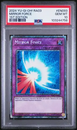 2024 YU-GI-OH! RA03-QUARTER CENTURY BONANZA 1ST EDITION MIRROR FORCE PSA 10 - Image 1