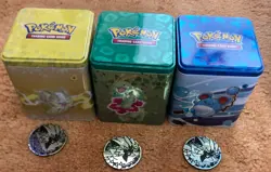 Pokemon Trading Card Game Tin Cans And Coins *EMPTY* 3 Tins In Lot - Image 1