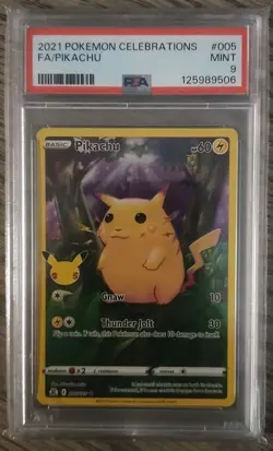 PSA 9 Mint Pikachu 005/025 2021 Celebrations Full Art Holo English Pokemon Card - Image 1