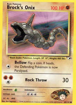 Pokemon Brock's Onix Card 1st Edition 69/132 Gym Heroes - Image 1