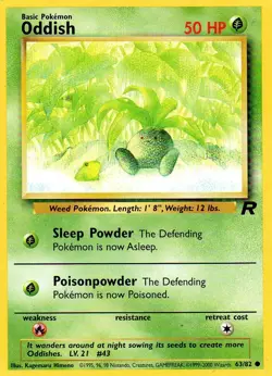 Pokemon Oddish Card 1st Edition Team Rocket 2000 63/82 - Image 1