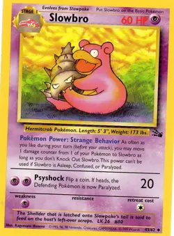 Pokemon Slowbro Card 43/62 Fossil - Image 1