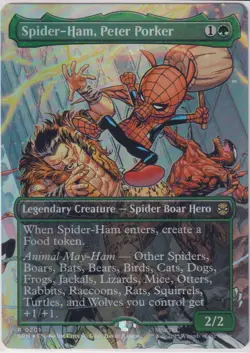 Spider-Ham, Peter Porker - FOIL BORDERLESS #201 - Marvel's Spider-Man MTG - Image 1