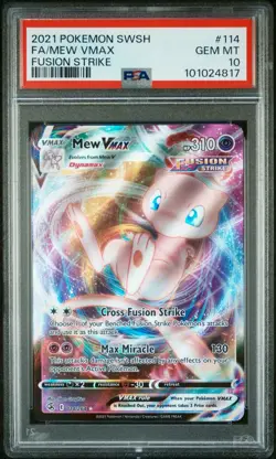 Mew VMAX Full Art Holo Fusion Strike Sword & Shield PSA 10 Pokemon card #114 - Image 1