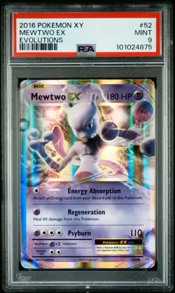 Mewtwo Full Art Holo Evolutions Base Set PSA 9 Pokemon card #52 Mint - Image 1