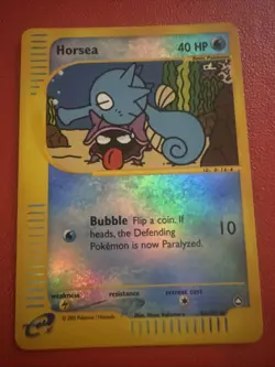 Horsea 84/147 LP Non Holo Sleepy Shellder Art Vintage Wizards WoTC Pokemon Card! - Image 1