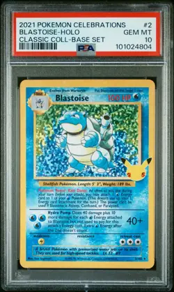 Blastoise Holo Celebrations Classic Collection Base Set PSA 10 Pokemon Card #2 - Image 1