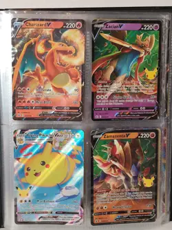Lot of 32 Pokemon Card Full Art, Holo Rare, Promo, Vmax & V, ++ with Binder - Image 2