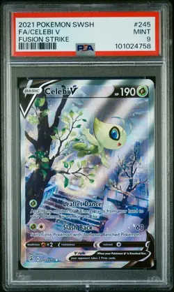 Celebi V Full Art Holo Fusion Strike Sword & Shield PSA 9 Pokemon card #245 - Image 1