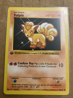 Pokemon TCG Vulpix Base Set 68/102 1st Edition Never Played Near Mint - Image 1