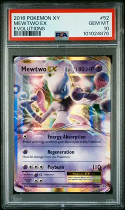 Mewtwo Full Art Holo Evolutions Base Set PSA 10 Pokemon card #52 Mint - Image 1