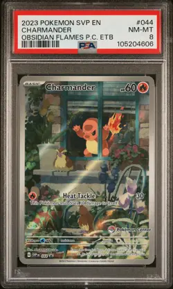 2023 POKEMON OBSIDIAN FLAMES POKEMON CENTER ETB SVP EN-SV #044 CHARMANDER PSA 8 - Image 1