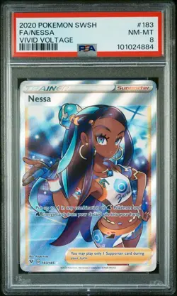 Nessa Full Art Holo Foil Vivid Voltage Sword & Shield PSA 8 Pokemon #183 - Image 1