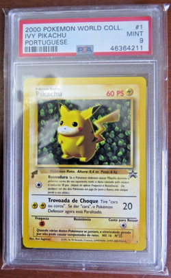 Pokemon World Collection 2000 Black Star Promo 1 Ivy Pikachu Portuguese PSA 9 - Image 1