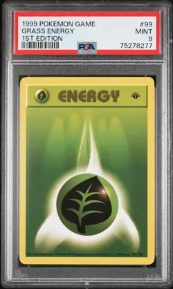 1999 POKEMON BASE SET 1ST EDITION #99 GRASS ENERGY PSA 9 - Image 1