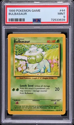 1999 POKEMON BASE SET UNLIMITED #44 BULBASAUR PSA 9 - Image 1