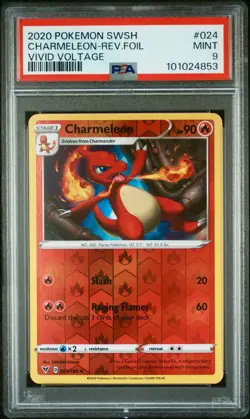 Charmeleon Reverse Holo Foil Vivid Voltage Sword & Shield PSA 9 Pokemon #24 - Image 1