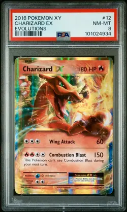 Charizard EX Full Art Holo Evolutions Base Set PSA 8 Pokemon card #12 Mint - Image 1