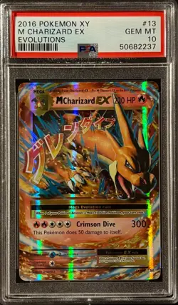 Mega M Charizard EX Full Art Holo Evolutions Base Set PSA 10 Pokemon card #13 - Image 1