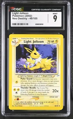 CGC 9 MINT Light Jolteon 2002 Neo Destiny 48/105 Pokemon Card - Image 1
