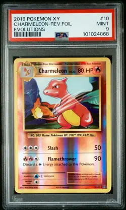 Charmeleon Reverse Full Art Holo Evolutions Base Set PSA 9 Pokemon card #10 Mint - Image 1