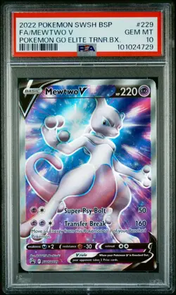 Mewtwo V Full Art Pokemon Go Sword & Shield PSA 10 Pokemon Card #229 - Image 1