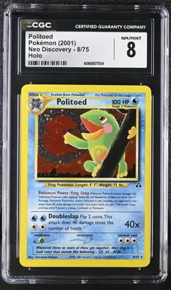 CGC 8 Politoed 2001 Neo Discovery 8/75 Holo Pokemon Card - Image 1