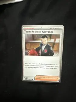 SWIRL Team Rocket's Giovanni 174/182 Destined Rivals Cosmos Holo Pokemon Card NM - Image 1