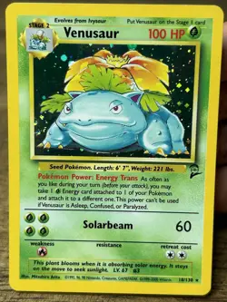 Pokemon TCG Venusaur Base Set 2 Holo Rare 18/130 Vintage Card WOTC - SWIRL 🌀 - Image 4