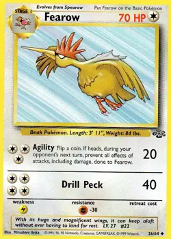 Pokemon Fearow Card 1st Edition Jungle Series 36/64 - Image 1